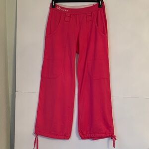 Deha Pink Cotton Elastic Waist Wide Leg Women Pants Size M